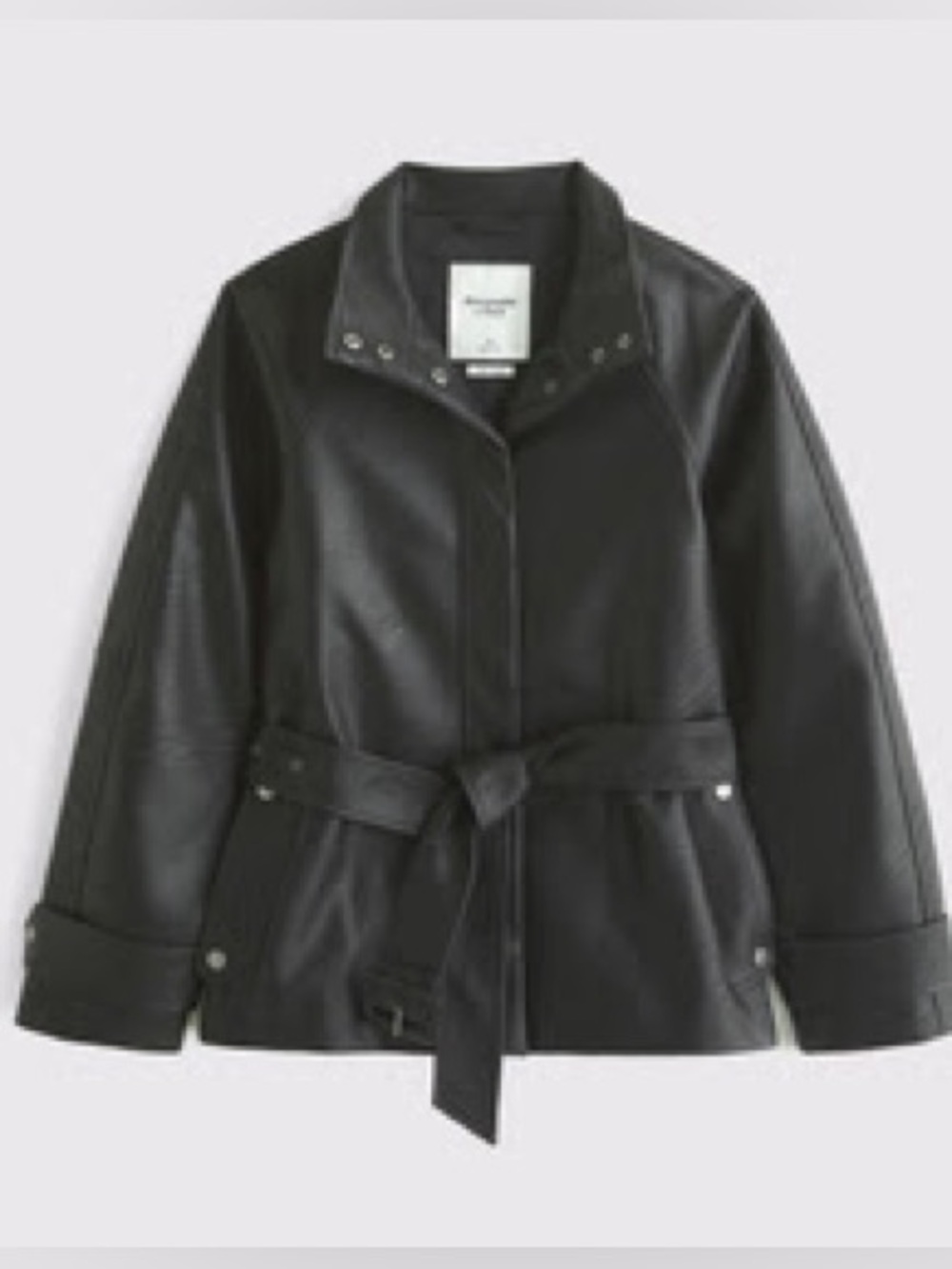 Abercrombie & Fitch Black Faux Leather Belted Jacket